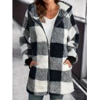 Plaid Print Hooded J...