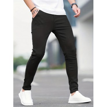 Slim Fit All-match Jeans, Men's Casual Street Style Medium Stretch Denim Pants For All Seasons Slim Fit All-match Jeans, Men's Casual Street Style Medium Stretch Denim Pants For All Seasons