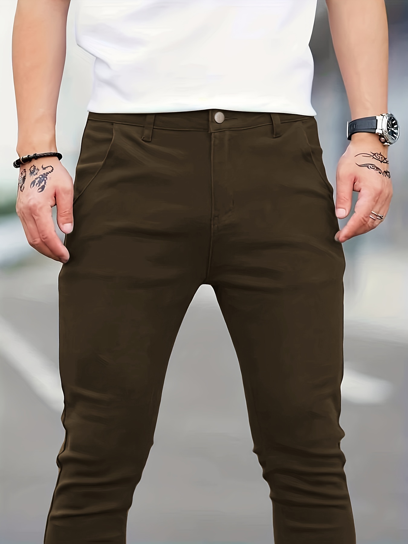 slim fit all match jeans mens casual street style medium stretch denim pants for all seasons details 4